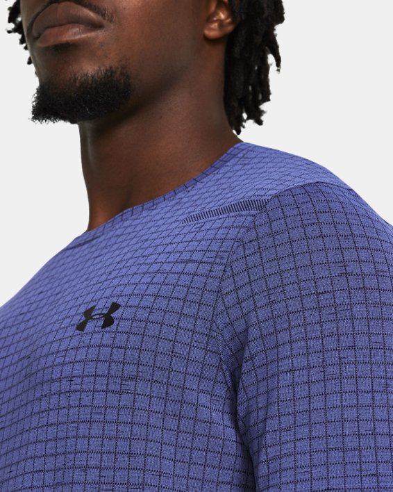 Męska koszulka z krótkim rękawem UA Seamless Grid, Purple, pdpMainDesktop image number 2